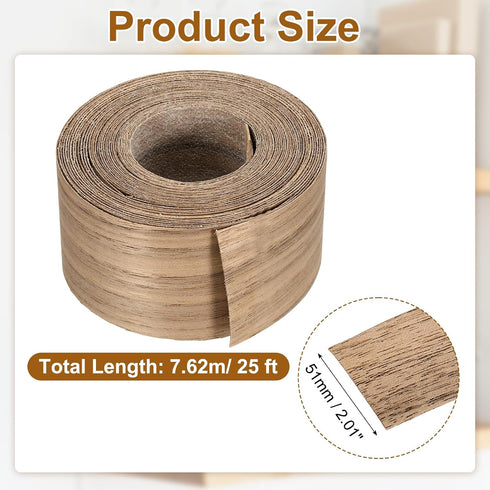 2" 25 uxcell x ft Wood Edge Banding, Pre-Glued Iron On Edging Strip, Plywood Wood Grain Repair Tape for Cabinet Repair