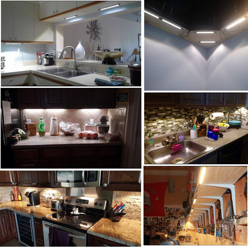 Counter Switch(4 AIBOO LED Under Light Rigid Bar Under Above Cabinet Plug in Kitchen Lights Linkable with Rocker