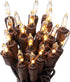 612 Vermont 20 Clear LED Christmas String Lights on Brown Wire Cord,