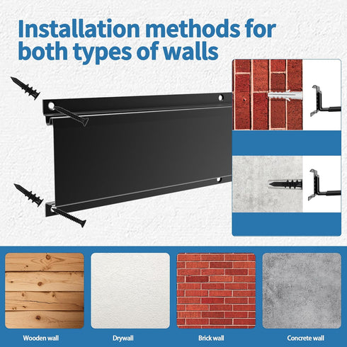 wallseffic 48" 6 Garage Tool Organizer Wall Mount, Heavy Duty Wall Tool Organizer Rack with Hooks, Garage Storage Tools