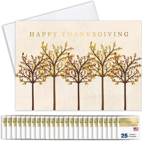 Thanksgiving Cards for Business & Family (Trees of Autumn) Greeting Card Set