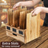 Wooden Desk File Organizer with 3 Compartments and 1 Drawer, Document Holder, Binder Rack with Chalkboard Label, Mail