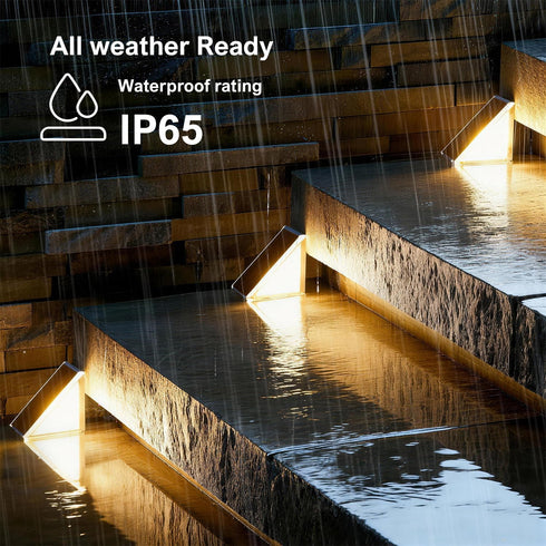 IP65 3000K 6 Pack Solar Step Light Outdoor Stair Lights, Deck Lights Outdoor Powered Waterproof, Warm White Solar