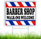 Barber Shop Sign - 16x12 Double Sided Coroplast Walk Ins Welcome Sign for Salon