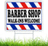 Barber Shop Sign - 16x12 Double Sided Coroplast Walk Ins Welcome Sign for Salon