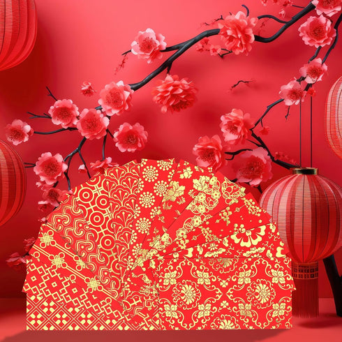 Zhanmai 120 Pcs Chinese New Year Red Envelopes - 12 Styles Hong Bao Paper Gift Money Envelopes for Lunar Year