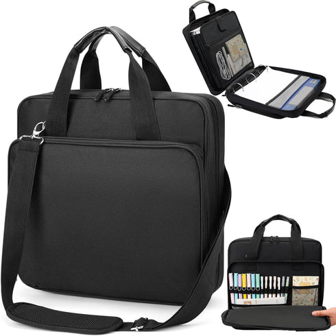 Zipper Binder with Shoulder Strap, 3 Ring 2 Inch Binder, Office Organizer, 500 Sheet Capacity, Black