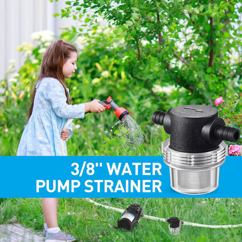 Water Pump Strainer, 3/8 Inch Hose Barb In-Line Filter for 12V DC Water Pump, Twist-On Sprayer