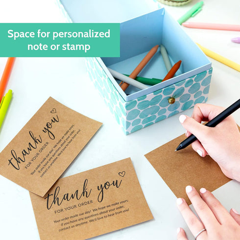 50 4x6 T MARIE Large Kraft Thank You Cards Small Business Supplies for Boutique Shops - Thank You For Your Order