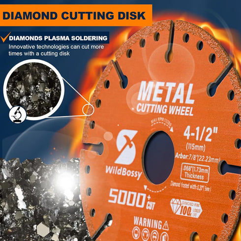 Diamond Cutting Wheel 3 Inch, Metal Cut Off Disc with 3/8" Arbor Hole for 5000+ Cuts on Rebar, Steel