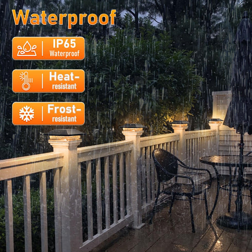 2 Pack 4 4x4 Viewsun Solar Post Cap Lights, Outdoor Fence Solar Powered Cap with Lighting Modes Waterproof Light