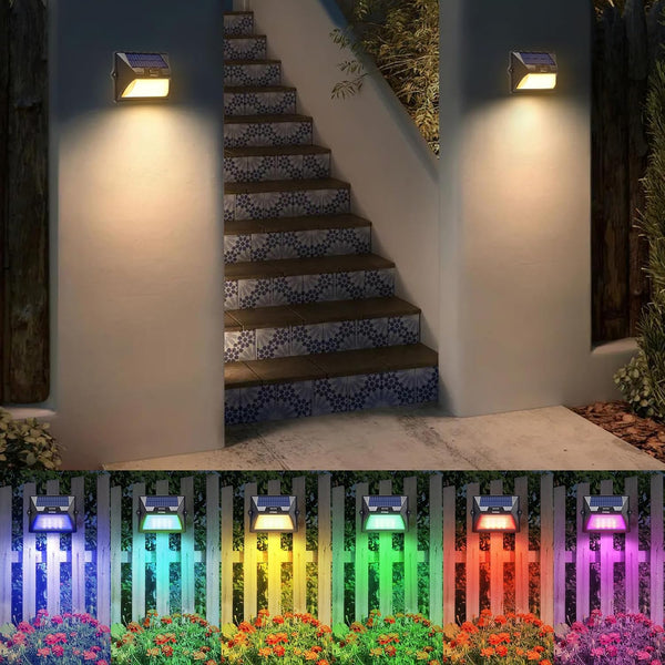 intelamp Solar Fence Lights Outdoor, 2 Packs 9 Colors & RGB Color