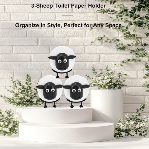 3-Pack Set, Packaging Sheep Toilet Paper Roll Holder OPP - Cute Bathroom Organizer with Adorable Design