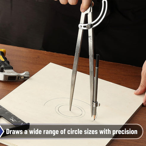 Mr. Pen Professional Large Compass, 12 Inch Woodworking Compass with Wing for Geometry and Drafting