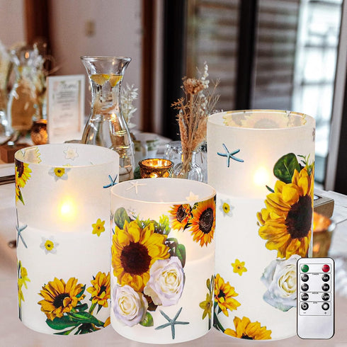 Sunflower Decor Flameless Candles Gifts for Women,Sunflower Candle Housewarming Gifts New Home