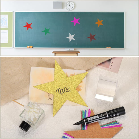 MECCANIXITY Glitter Star Cutouts Paper, 5.9 Inches Confetti for Birthday Party Classroom Decorations (Green, Pack of