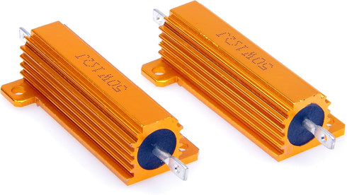 50 Watt 1 Ohm 5% Wirewound Resistor - Electronic Aluminium Shell Resistors Gold (Pack of 2)