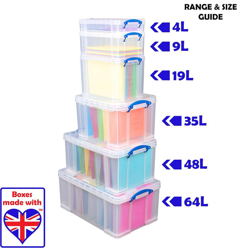 Really Useful Plastic Storage Box, 9 Litre, Clear