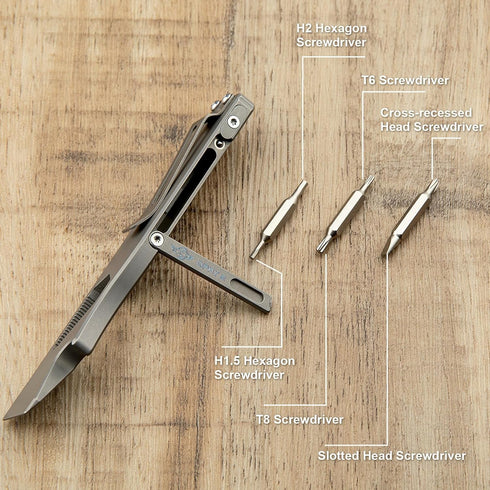 Set, OKNIFE Opry Multitool EDC Titanium Pry Bar Bottle Opener, Nail Puller with Hex Wrench, Screw and Pocket Clip