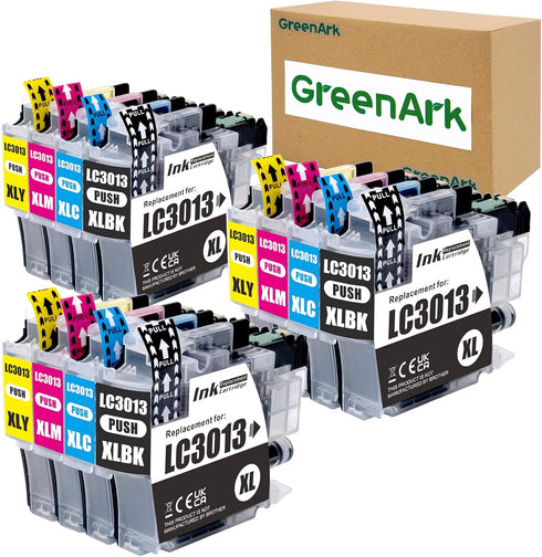 GREENARK Compatible Ink Cartridge Replacement for Brother LC3013, High Yield Ink for MFC-J491DW, MFC-J497DW,