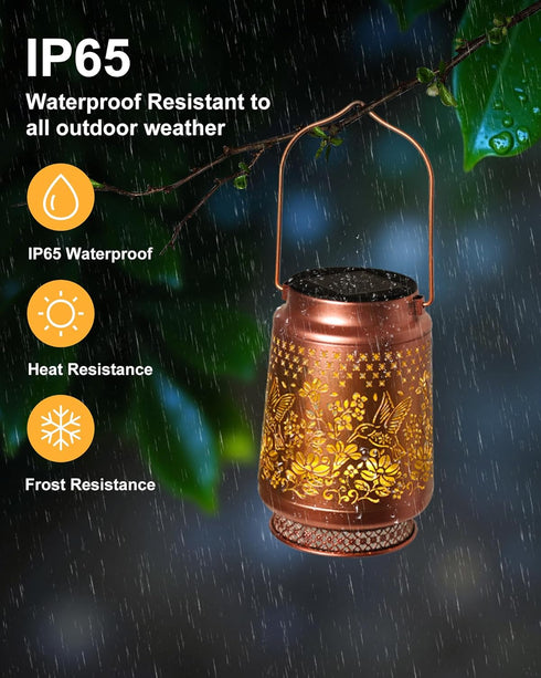 Fussion Hummingbird Solar Lanterns Outdoor Waterproof Elegant Garden Decor Birthday Gifts for Women Mom Grandma Sister