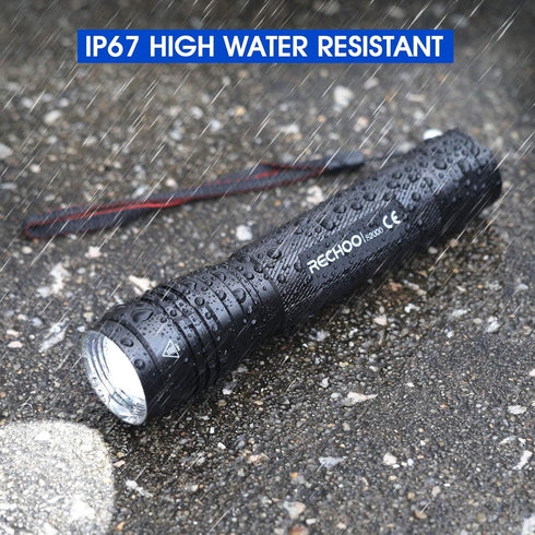 RECHOO S2000 High-Powered LED Flashlight, 2000 High Lumens, Zoomable, Water Resistant, 3 Modes for Outdoor