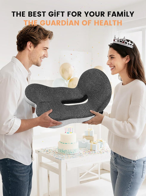 QEGOON Tailbone Office Chair Seat Cushion for Long Sitting Workers - L-Shaped Ergonomic Memory Foam with Support