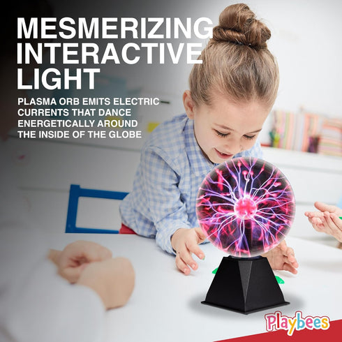 7 Inch Bulb Playbees Red Plasma Ball - - Tesla Coil Static Electricity in a Vacuum Pressurized Glass Globe, Nebula