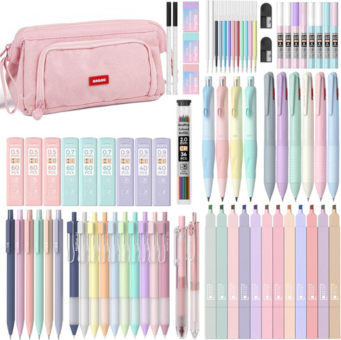Nicpro 78 PCS Aesthetic School Supplies, Cute Pen Case, 12 Pastel Highlighters, 12 Gel Pens, 10 Mechanical Pencils