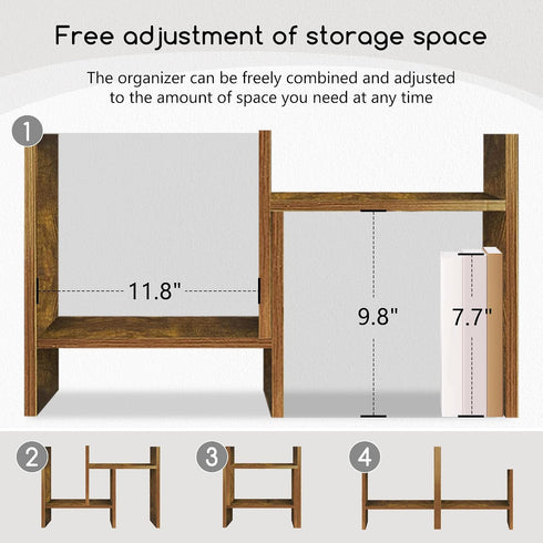 Tone/2 Pack) Jerry & Maggie Desktop Organizer Office Storage Rack Adjustable Wood Display Shelf Free Style Double H
