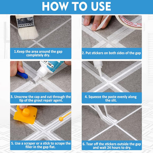 2 Pack Grout Paint Pen Kit - Fast Drying Filler and Sealer for Bathroom, Kitchen Tile Joints
