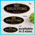 ExcelMark No Soliciting Sign for House or Business, Durable Indoor/Outdoor Sign, Large - 3.6" x 9", Black with Gold