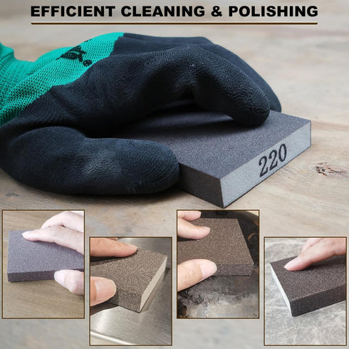 4 Pack Set -120 220 320 400 Hand Sanding Sponge Grit- Coarse Medium Fine Grit Sanding Block, Sander Sponges