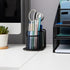 Desktop Organizer, Pen Cup, Mail Sorter, Accessory Storage for Workspace, Office, Metal Mesh, Black