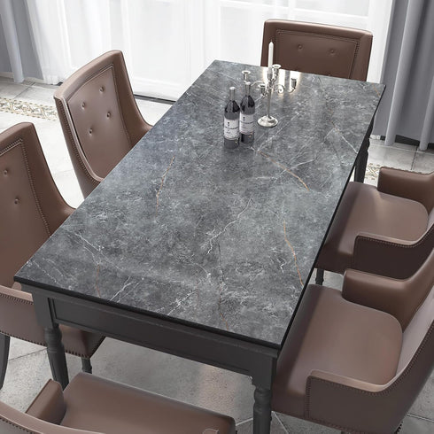 Glossy Gray Marble Wallpaper Peel and Stick Thick Textured Grey Marble Contact Paper Self Adhesive Removable Granite Wallpaper Oilproof Waterproof Vinyl Wrap for Countertops Kitchen 16"x118" by BOMENG