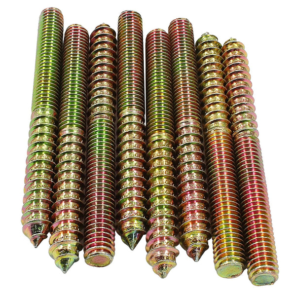 3/8-16 x 4" Hanger Bolts, 8 Pcs Double Headed Self-Tapping Screw Bolts for Wood Joint Furniture Accessories