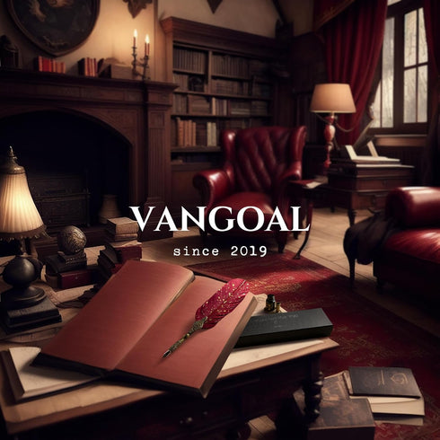 VANGOAL Vintage Carving Feather Pen Set - Glittering Quill Dip Pen with Ink, 2 Replacement Nibs, and Pen Stand (Red)