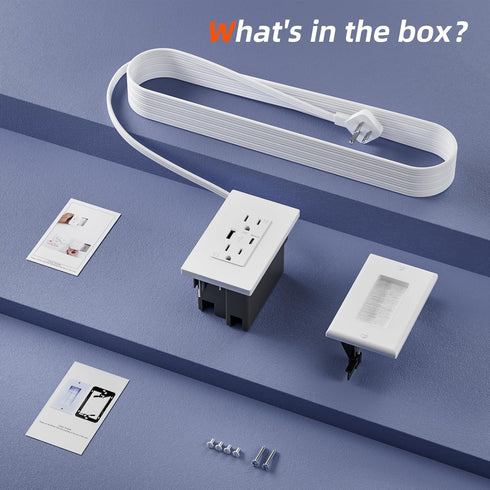 CIRKULYX Kit,2 Outlets,7.8ft Outlet Relocation Kit,in Wall Cable Management AC+USB-A+USB-C,Power Relocation Kit