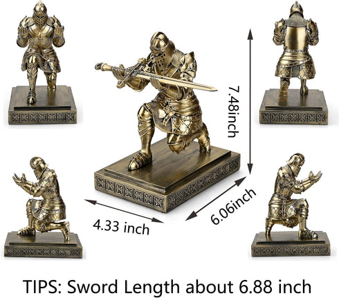 King's Guard Knight Pen Holder, Desk Organizer with Resin Pencil Holder and Metal Sword Letter Opener Gift for Home and