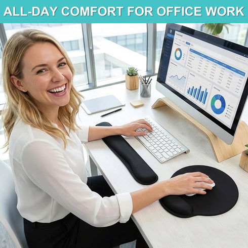 TONOS Mouse Pad and Keyboard Wrist Rest- Ergonomic Wrist Rest for Computer Keyboard and Mouse Pad, Memory Foam Wrist