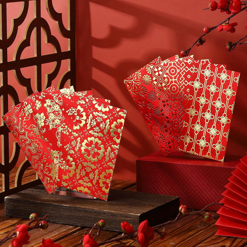 Zhanmai 120 Pcs Chinese New Year Red Envelopes - 12 Styles Hong Bao Paper Gift Money Envelopes for Lunar Year