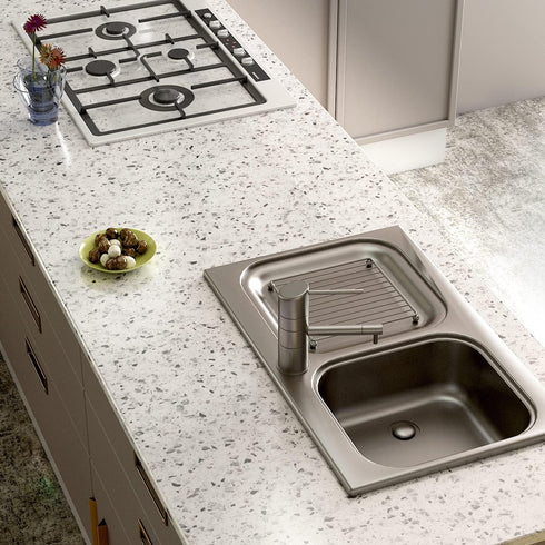 Gray White Terrazzo Contact Paper 88" X 16" Granite Contact Paper for Kitchen Counter Top Peel and Stick Countertop Adhesive Wallpaper for Cabinet Desk Dresser Top Table Covers Stains by A-b-cil