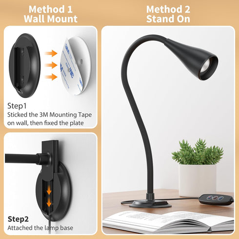 Hardwired,1 Pack Dim Book Lights for Reading at Night,USB Goose Reading Lights for Books in Bed Headboard,LED Night