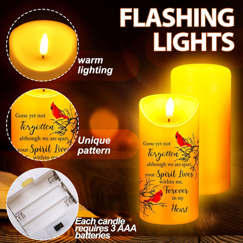 LED Memorial Candles for Loss of Loved One, Sympathy Flameless Candles for Prayers (Bird, 3 x 6 Inch)