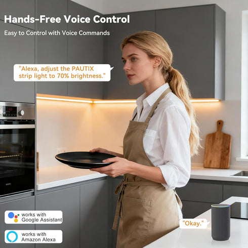 PAUTIX Dimmer Google,14-Key 12-24V 3528/2835/5050/COB RF WiFi Smart Remote for Single Color LED Strip Lights,Compatible