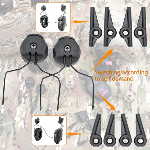 ARC Rail Adapters Accessories for Walker Electronic EarMuffs, 1 Pair Black Mounting Adapter