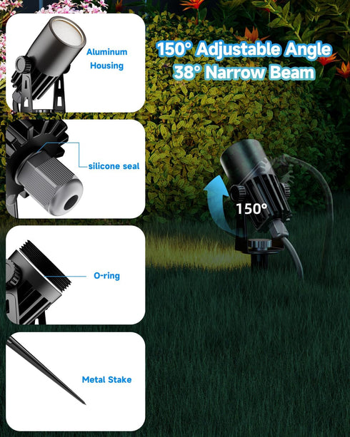 MR11 Bulb 12V 2W 200lm, 2700K IP65 1 1/4" 2-Count Outdoor Mini Spotlights, LED Low Voltage Landscape Spotlight Warm