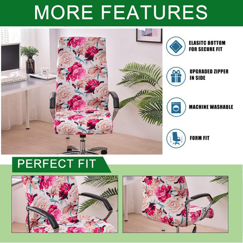 A26 CRFATOP Stretch Computer Office Chair Cover with Durable Zipper - Universal Rotating Desk Chair Slipcover, Simplism