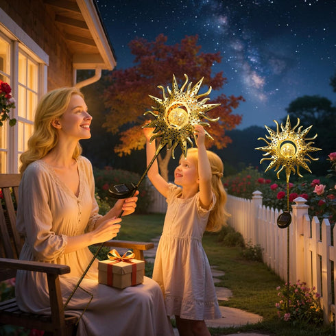 TAKE ME Sun Solar Lights Outdoor Waterproof Metal Garden Stakes for Patio Yard Walkway LawnPatio Mothers Gifts Mom Wife