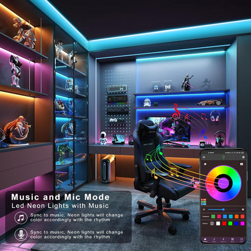 Ledagic 150 (2 75ft), Led Lights for Bedroom ft Rolls of Music Sync RGB Led Strip Lights with Remote App Control, Color